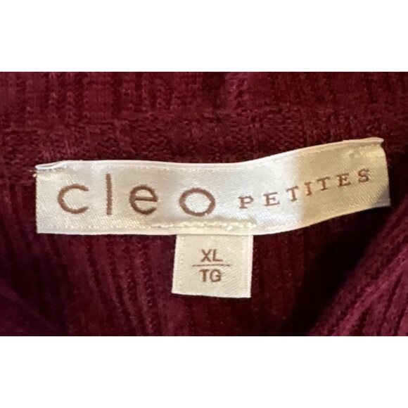 Cleo Cropped Hoodie Petites Burgundy Ribbed XL Polyester Spandex Kangaroo Pocket - Picture 4 of 6